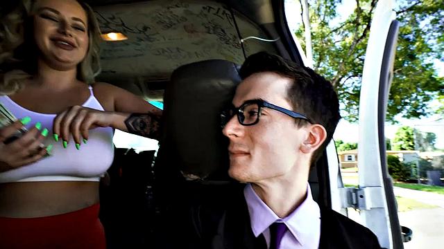 College twink fucked by gay in pickup van outdoors