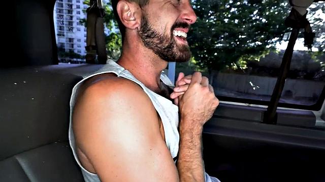 College twink fucked by gay in pickup van outdoors