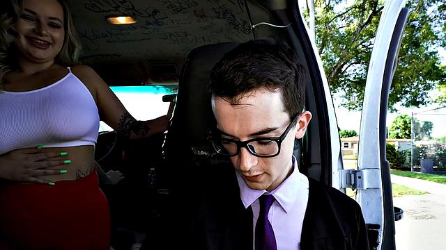 College twink fucked by gay in pickup van outdoors