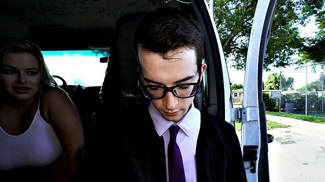 College twink fucked by gay in pickup van outdoors