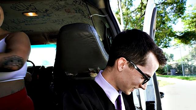 College twink fucked by gay in pickup van outdoors