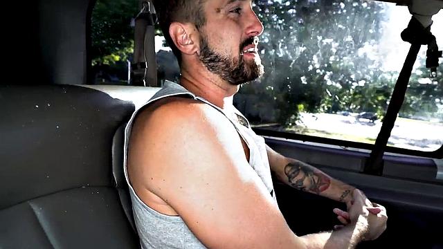College twink fucked by gay in pickup van outdoors