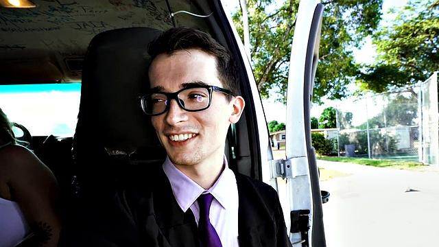 College twink fucked by gay in pickup van outdoors