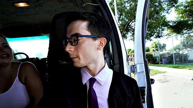 College twink fucked by gay in pickup van outdoors