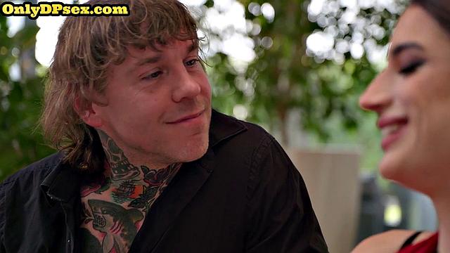 Horny petite gets double penetrated