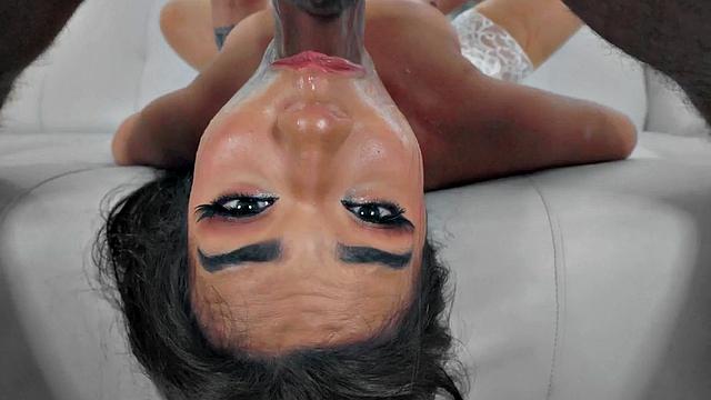 Asian 21yo trying to deepthroat and fit whole dick in POV