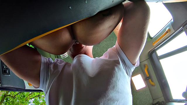 Jennifer's return to the car for some outdoor fun with a British babe