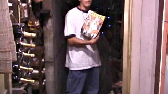 Straight skater boy Dakota is alone in a wine cellar, conveniently stocked with a few straight porn magazines. He unzips, pulls out his dick and has it stiff in no time.