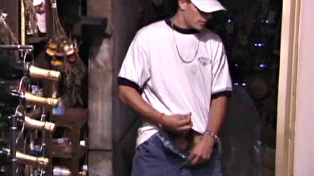 Straight skater boy Dakota is alone in a wine cellar, conveniently stocked with a few straight porn magazines. He unzips, pulls out his dick and has it stiff in no time.
