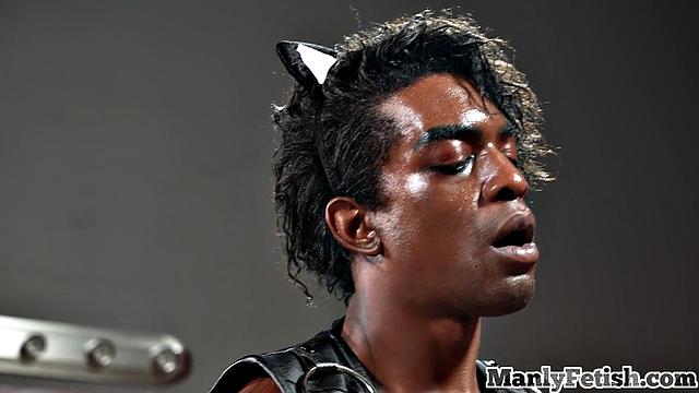 Leather BBC stud drilling Asian hunk