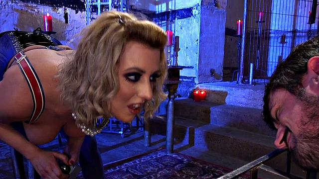 Mean mistress whipping and subduing sub