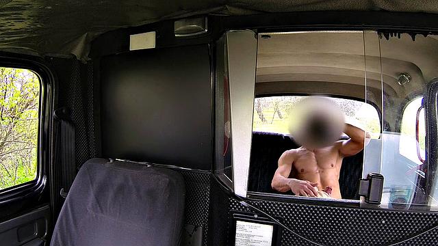 Blonde bombshell with huge tits goes wild on her passenger's hard rod