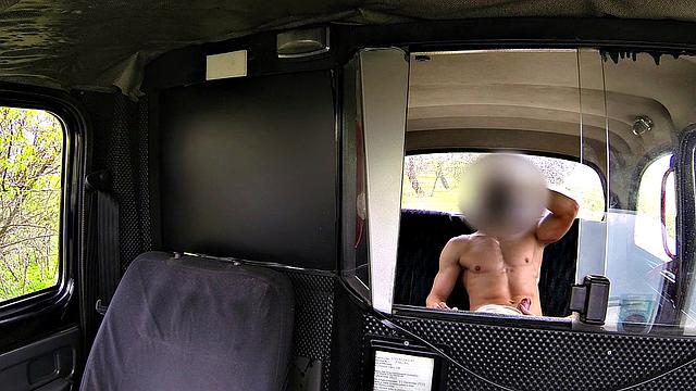 Blonde bombshell with huge tits goes wild on her passenger's hard rod