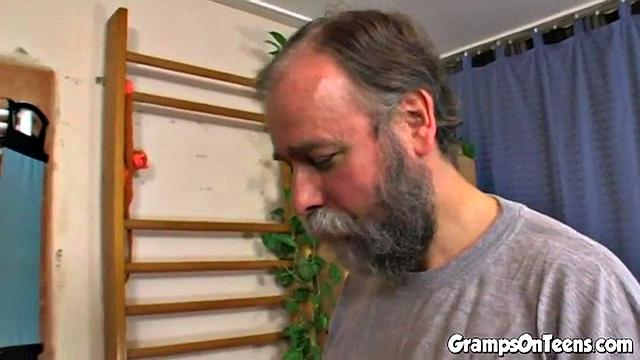 Cute teen fucks older at the gym