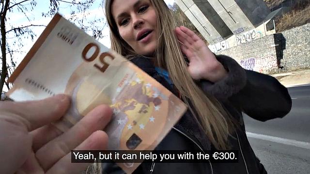 Public babe picked up and paid for fuck by sex agent