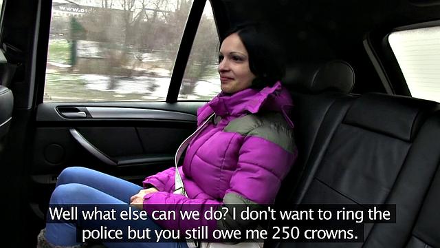 Brunette Hottie Unloads Driver's Spunk To Pay For Fare