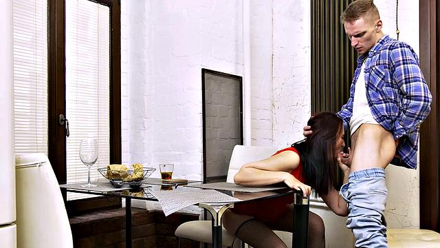 TUTOR4K. Slender English tutor in sex with student on the sofa