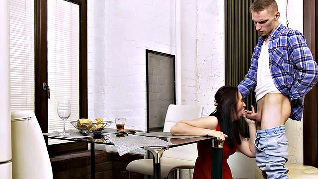 TUTOR4K. Slender English tutor in sex with student on the sofa