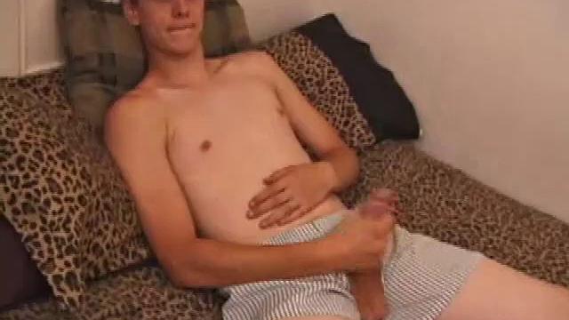 Straight guy Skylerr is horny and wants to beat off to a porn video. He works himself through his pants, and then pulls out his huge dick.