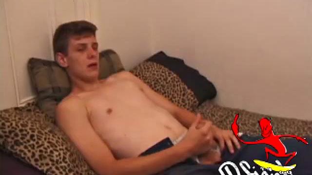 Straight guy Skylerr is horny and wants to beat off to a porn video. He works himself through his pants, and then pulls out his huge dick.