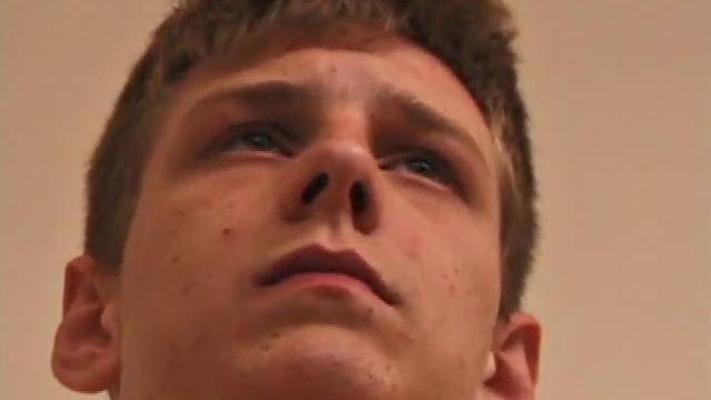 Straight guy Skylerr is horny and wants to beat off to a porn video. He works himself through his pants, and then pulls out his huge dick.