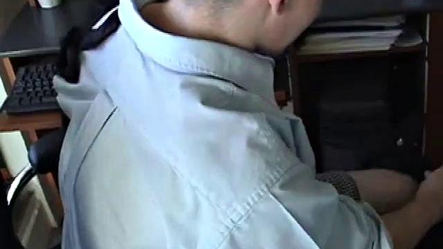 Just home from work, Darrell loads some porn on his computer. He works up a bulge, before exposing his huge cock through the fly. After the shirt comes off, we see an awesome gym build on this straight boy.