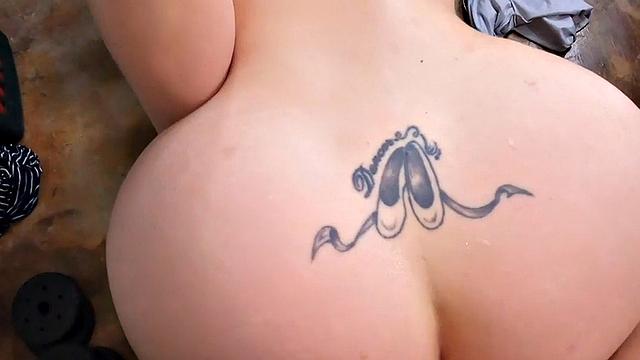 Stepmom with a tattoo takes it hard in POV with her stepson's big cock