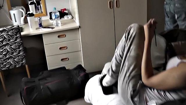 Naughty English MILF giggles while bouncing on huge dick