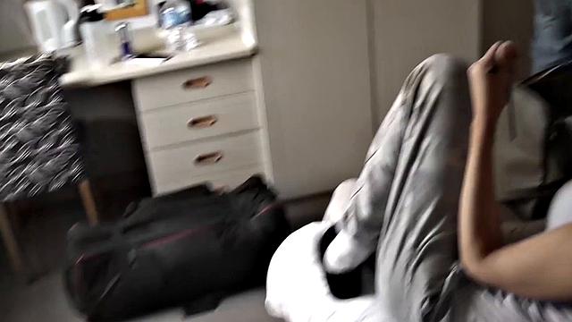 Naughty English MILF giggles while bouncing on huge dick