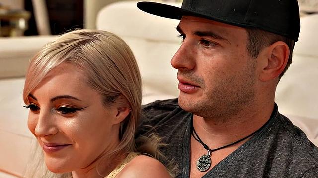 Deepthroating babe with small boobs fucked by gamer BF