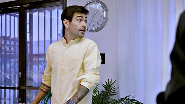 Busty cocksucking MILF in stockings rides hard cock