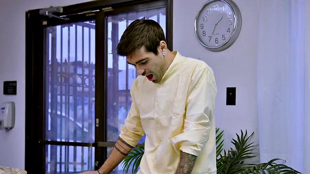 Busty cocksucking MILF in stockings rides hard cock