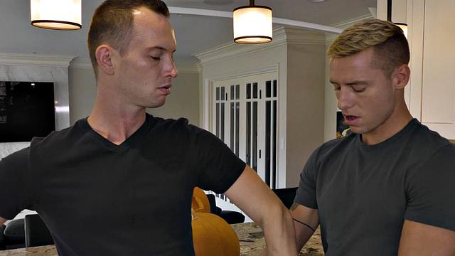 Dick-tugging jock barebacks stepbrother until shooting cum