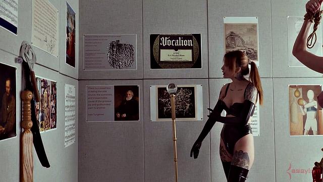 Bondage puppet gets spun for rough anal and ATM