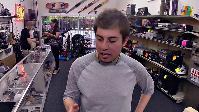 Fooled straight guy cocksucked by shop owner