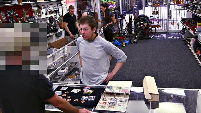 Fooled straight guy cocksucked by shop owner