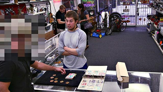 Fooled straight guy cocksucked by shop owner