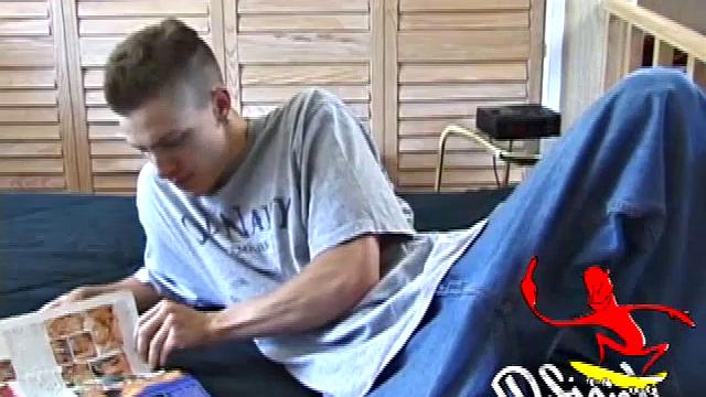 Shane is spending a lazy afternoon reading his favorite straight porn mag. He starts stroking his manhood slow till it's fully hard.