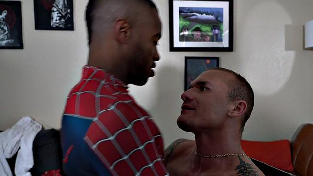 Black gay fucked by white fucker in anal hole