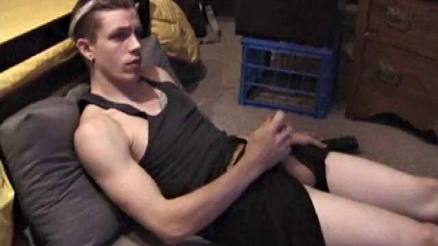 Shane strokes his big cock for a raw, intense solo session