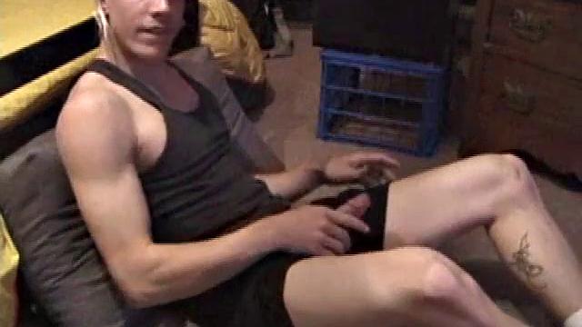 Shane strokes his big cock for a raw, intense solo session