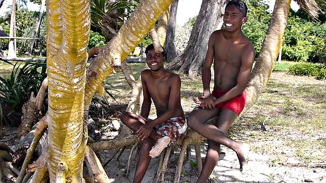 Real skinny African twink barebacked by cock at home