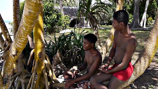 Real skinny African twink barebacked by cock at home