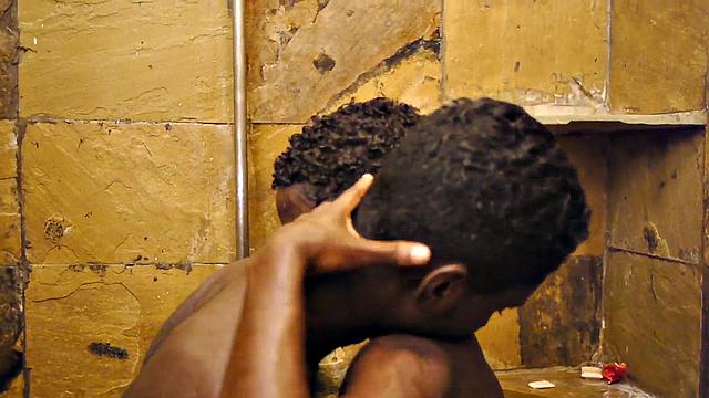 Real skinny African twink barebacked by cock at home