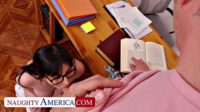 Sexy Professor Aleksa Mink helps student study hands on