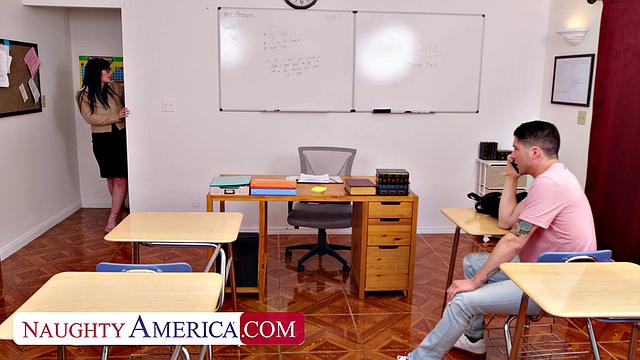 Sexy Professor Aleksa Mink helps student study hands on