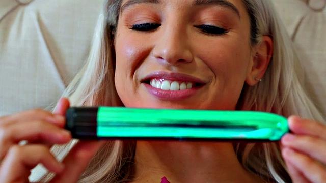 Blonde and brunette lesbians with small tits and trimmed pussies squirt while fingering and licking each other's asses