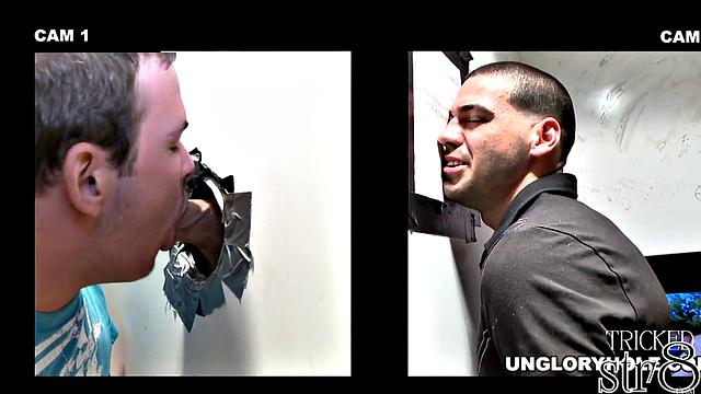 Real straight guy gets blowjob in gloryhole