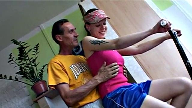 Petite teen rammed by old man cock