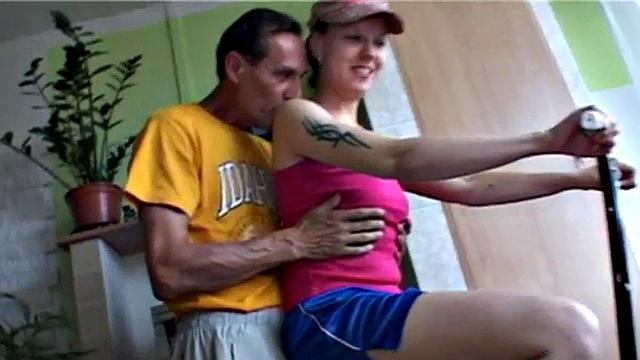 Petite teen rammed by old man cock